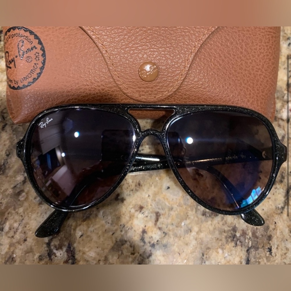 ISO Ray Ban Cats 5000 Black Glitter Sunglasses